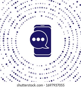 Blau Neue Chat-Nachrichten Benachrichtigung auf Telefon Symbol einzeln auf weißem Hintergrund. Smartphone-Chatting sms Nachrichten Sprechblasen. Abstrakte Kreis Zufallspunkte. Vektorillustration-Illustration