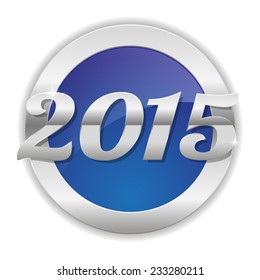 Blue new year 2015 button