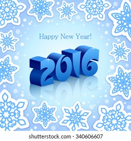 Blue New Year 2016 on Blue background