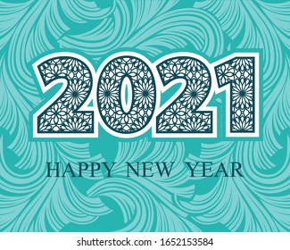 Blue New Year 2021 background. Template cover of business diary, brochure design, card, banner. Vector illustration