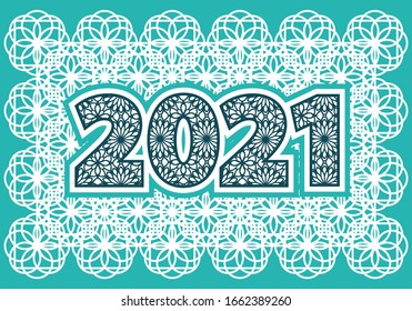 Blue New Year 2021 background. Template cover of business diary, brochure design, card, banner. Vector illustration