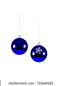 Blue New Year  ball on a white background