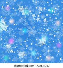 Blue New Year crystal snowflake background - stock vector