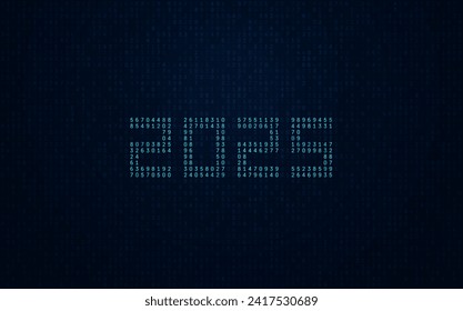 Blue New Year Digits 2025 in Tech Style. Binary Matrix Numbers 2025 New Year Card of Digital Technology Industry. Xmas Holiday Computer Banner. Vektorgrafik.