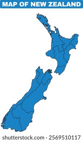 Blue New Zealand country map border outline vector