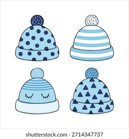 blue newborn hat with cute bear ears vector art isolated on white background