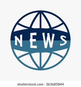 Blue News vector icon. World globe symbol