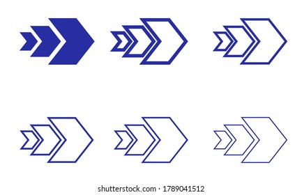 concepto vectorial de iconos de flecha azul con fondo blanco