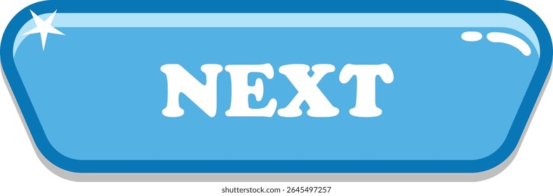Blue Next button, with glossy style and colorful, suitable for mobile and web games. Can be used for website and app button.