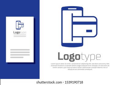 Blue NFC Payment icon isolated on white background. Mobile payment. NFC smartphone concept. Transfer icon. Logo design template element. Vector Illustration
