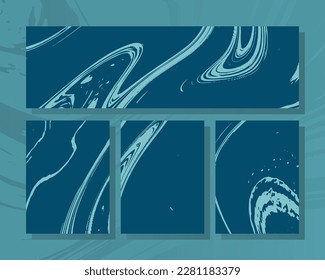 	
blue nice abstract liquid marble poster set for wall decoration