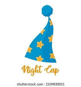 Blue Night Cap With Yellow Stars.