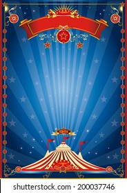 blue night circus poster. A circus poster for your circus company.