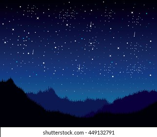  Blue night sky with lots of stars. Vector illustration