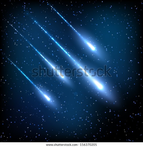 青い夜空と流れ星 ベクターイラストeps10 のベクター画像素材 ロイヤリティフリー