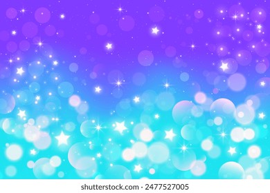 Blue night sky. Starry space background with constellation. Bright aurora on winter cosmic landscape. Fantasy polar borealis. Vector gradient with sparkles