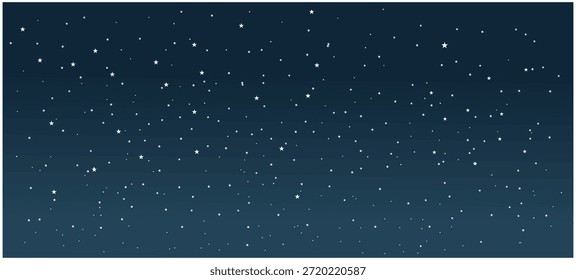 Cielo azul de la noche con la Ilustración vectorial de las estrellas. El cielo nocturno está lleno de estrellas. Noche que brilla cielo estrellado, fondo azul del espacio con las estrellas, cosmos.

