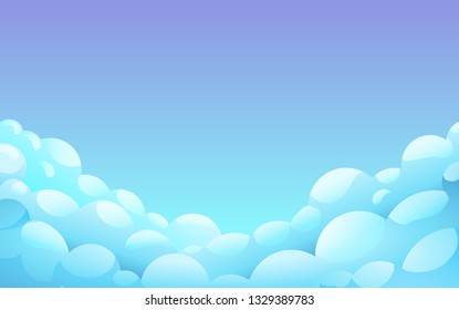 Blue night Sky With White fluffy clouds, Landscape, Background With Blue Clouds, Night Sky, Vector Illustration