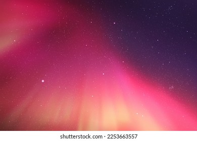 Blue night starry sky and pink polar lights. Purple aurora borealis: wektor stockowy