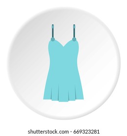 Blue nightie icon in flat circle isolated on white background vector illustration for web