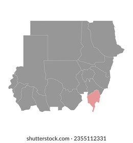 Blue Nile State map, administrative division of Sudan. Vector illustration.