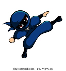 blue ninja 3 pose kicking upward