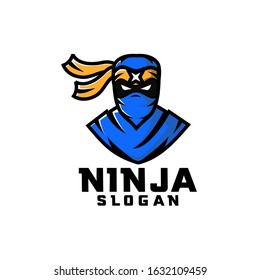 blue ninja character logo design cartoon
