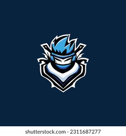 Blue ninja esport mascot logo design