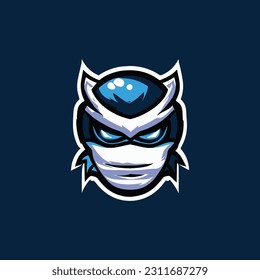 Blue ninja esport mascot logo design