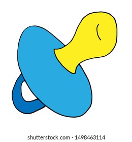 Blue nipple on white background. Ready illustration, for greeting cards, posters, stickers, Souvenirs, notebooks, calendars and design.Hand-drawn. Cartoon style. Vector
