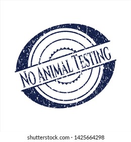 Blue No Animal Testing rubber grunge texture stamp