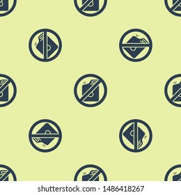 Blue No canister for gasoline icon isolated seamless pattern on yellow background. Diesel gas icon.  Vector Illustration