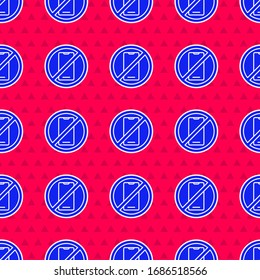 Blau Kein Handy Symbol einzeln auf rotem Hintergrund. Kein Rufzeichen. Zellverbot. Vektorillustration-Illustration