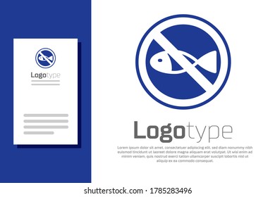 Blue No fishing icon isolated on white background. Prohibition sign. Logo design template element. Vector