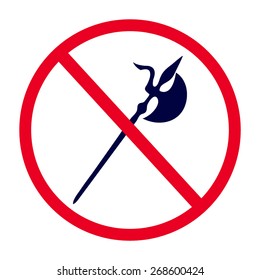 Blue no knife symbol, no weapon, prohibited symbol