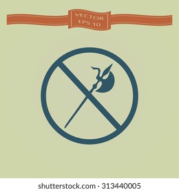Blue no knife symbol, no weapon, prohibited symbol 
