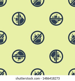 Blue No trash icon isolated seamless pattern on yellow background.  Vector Illustration