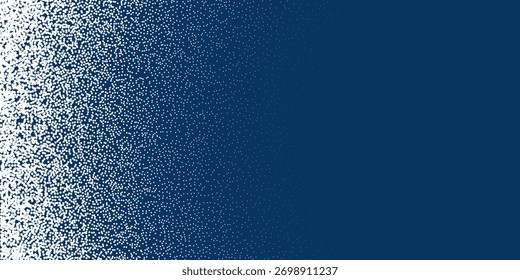 Fundo de grão de ruído azul, gradiente de pontilhismo ou padrão de ponto, efeito de ponto vetorial. Grão de ruído de meio-tom ou textura manchada.Eps10