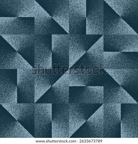 Blue noise grain stipple texture pattern of geometric shapes mosaic, vector background. Abstract seamless pattern of stipple dot or noise grain texture with geometric triangles or square pattern
