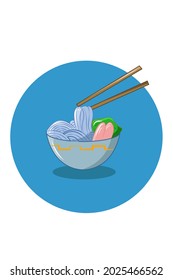 Blue noodles vector illustration hand drawing 