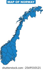 Blue Norway country map border outline vector
