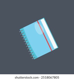 blue note book in flat vector design.