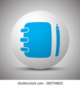 Blue Note Book icon on white sphere