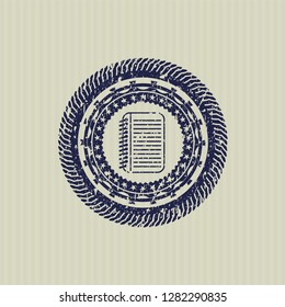 Blue note book icon with rubber seal texture