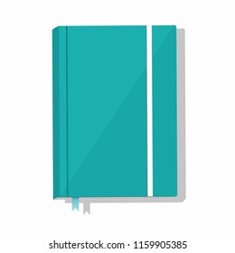 Blue note book isolated on white background. Vector Illustration