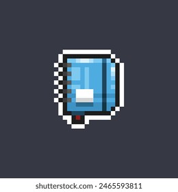cuaderno azul en estilo pixel art