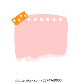 blue note paper post with heart type. Love romantic sticker on wall. Valentine greeting card, design Notepad Vector illustration