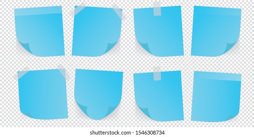 blue note papers on transparent background