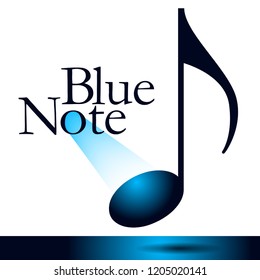 The blue note is the theme of this musical graphic.  Great for musical event flyer