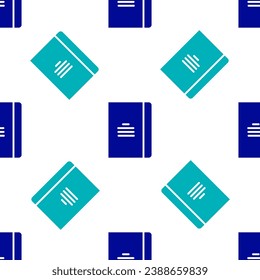 Blue Notebook icon isolated seamless pattern on white background. Spiral notepad icon. School notebook. Writing pad. Diary for school.  Vector Illustration